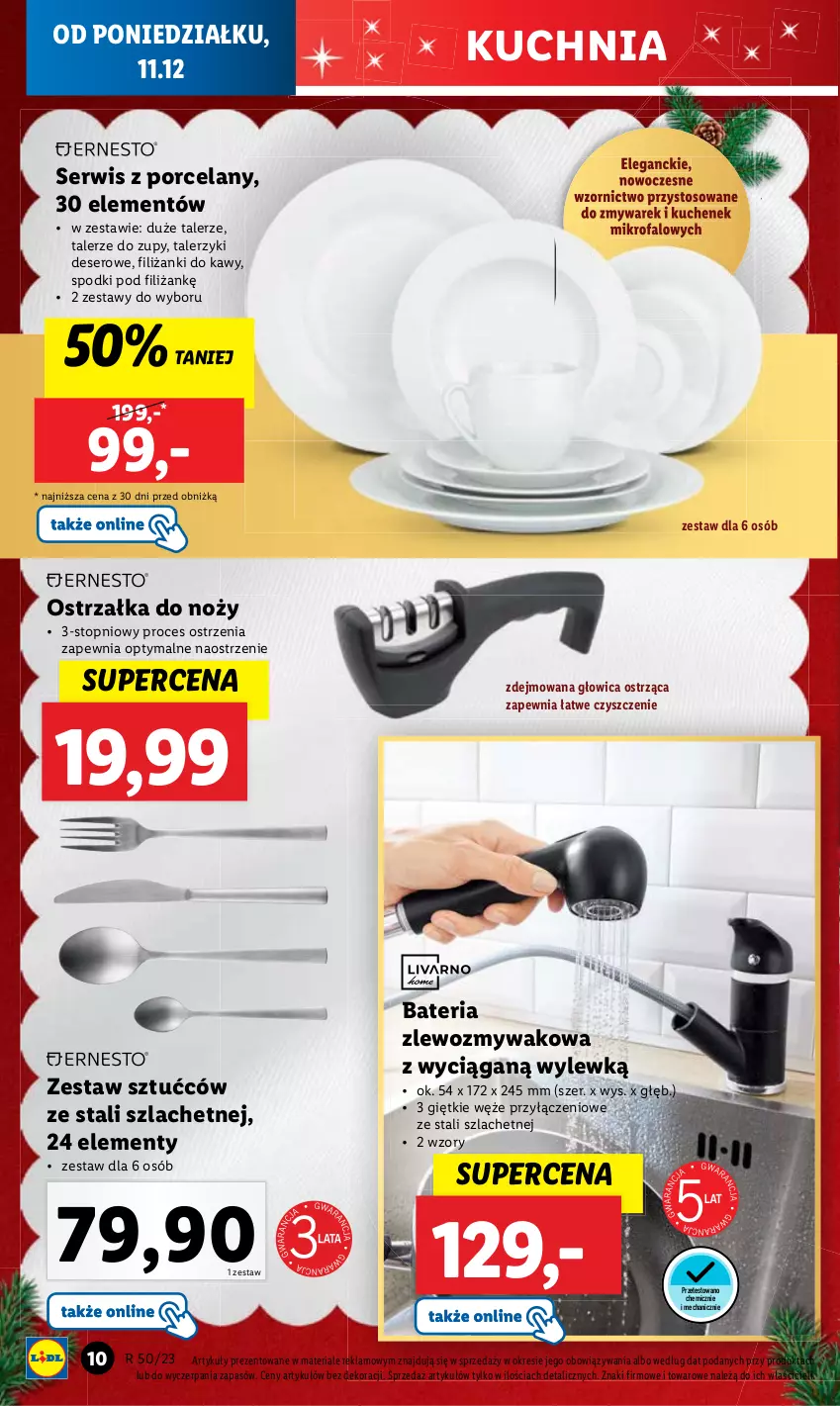 Gazetka promocyjna Lidl - GAZETKA - ważna 11.12 do 17.12.2023 - strona 12 - produkty: Bateria, Deser, Kuchnia, Noż, Ostrzałka do noży, Por, Ser, Talerz, Talerzyk, Top, Zestaw sztućców, Zlew, Zlewozmywak