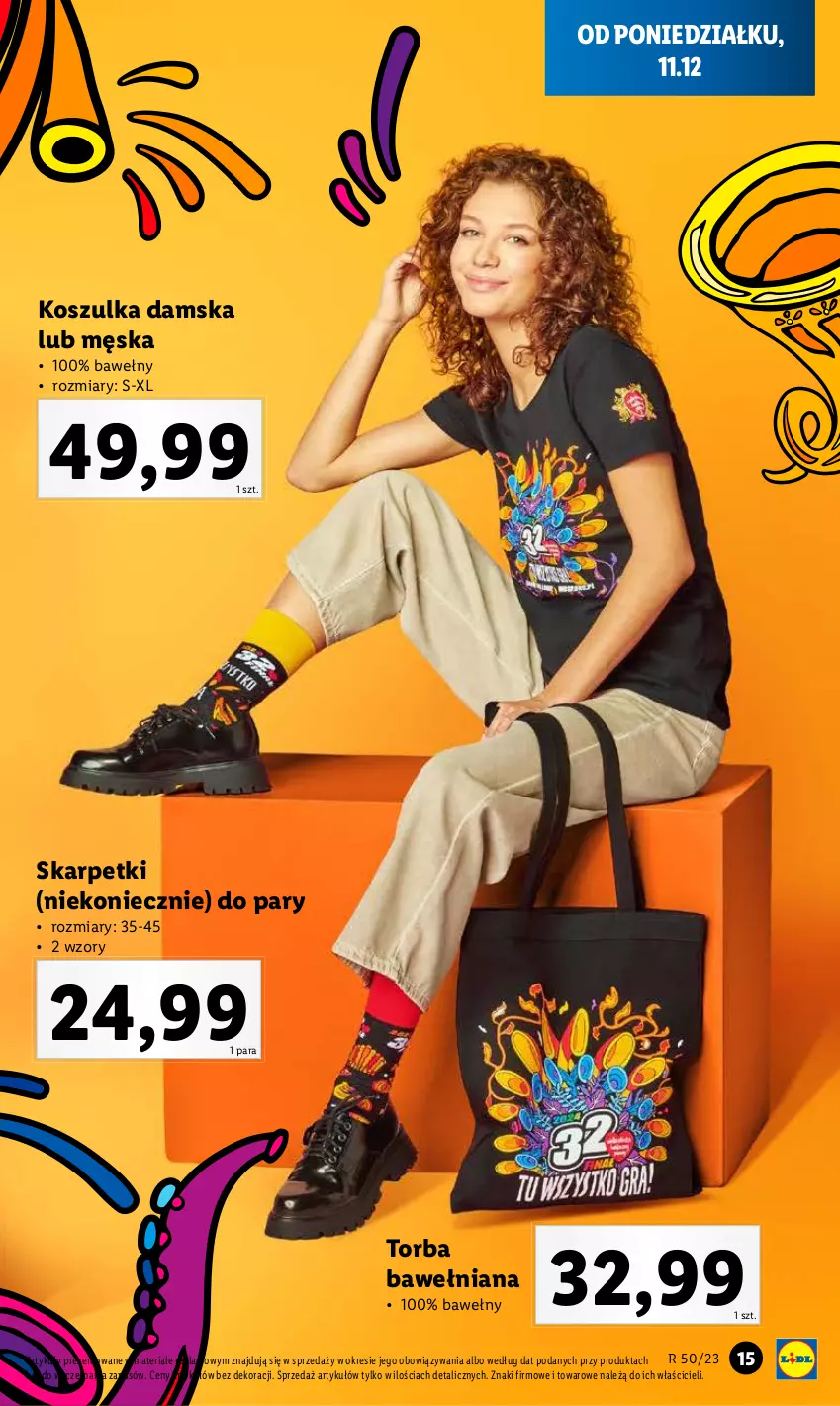 Gazetka promocyjna Lidl - GAZETKA - ważna 11.12 do 17.12.2023 - strona 19 - produkty: Karp, Kosz, Koszulka, Skarpetki, Torba