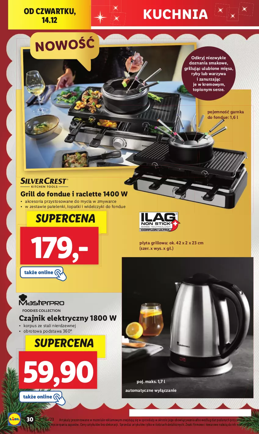 Gazetka promocyjna Lidl - GAZETKA - ważna 11.12 do 17.12.2023 - strona 34 - produkty: Czajnik, Czajnik elektryczny, Fondue, Grill, Kuchnia, Płyta, Ser, Top, Warzywa