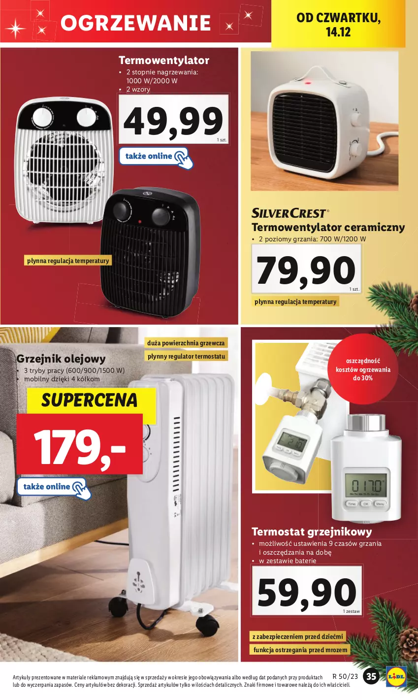 Gazetka promocyjna Lidl - GAZETKA - ważna 11.12 do 17.12.2023 - strona 39 - produkty: Grzejnik, Kosz, Mobil, Ogrzewanie, Olej, Piec, Termos, Termowentylator, Top