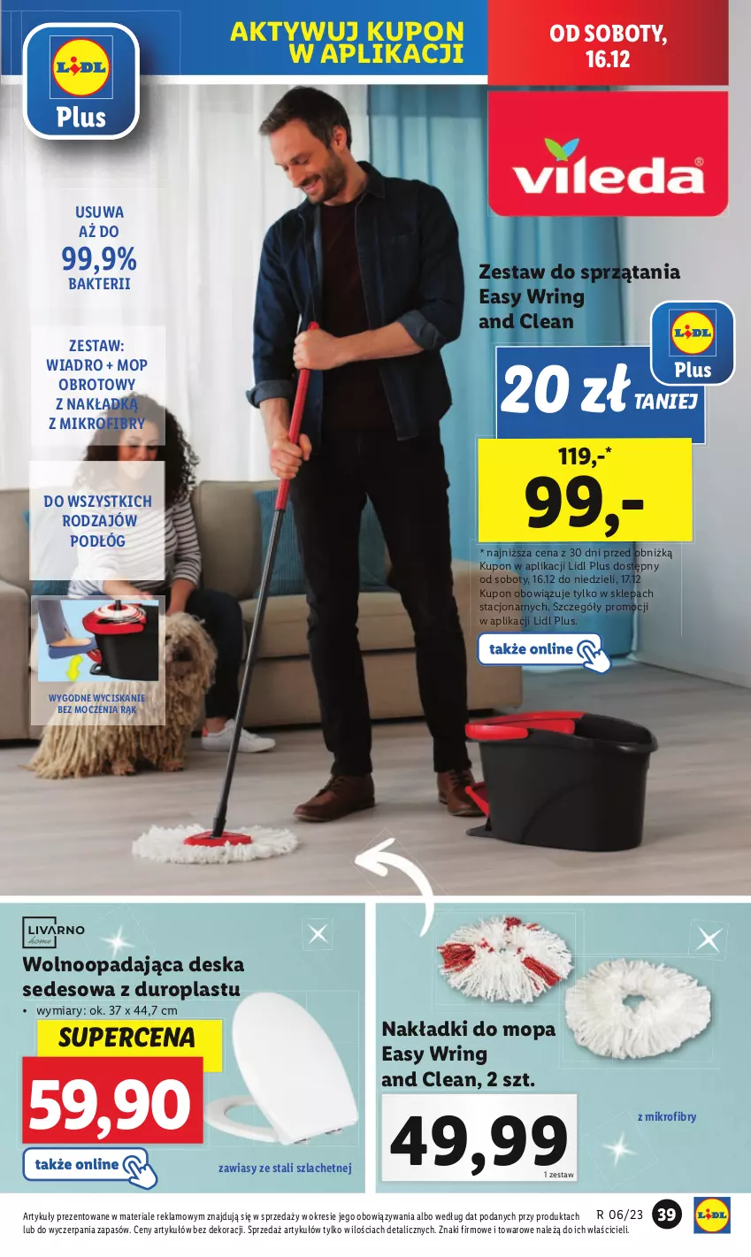 Gazetka promocyjna Lidl - GAZETKA - ważna 11.12 do 17.12.2023 - strona 43 - produkty: Deska sedesowa, Mop, Wiadro