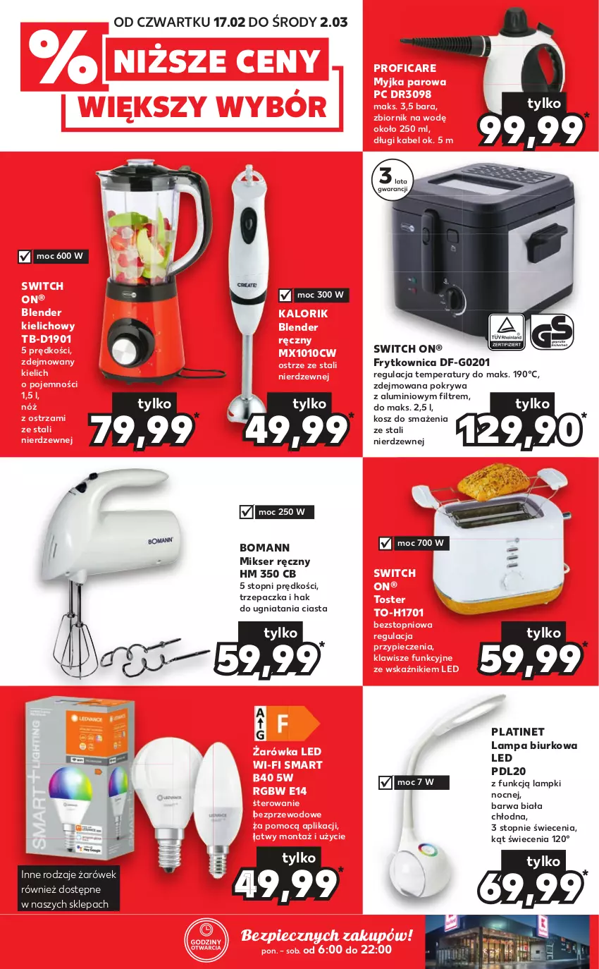 Gazetka promocyjna Kaufland - Oferta ważna  od  17.02.2022 do 02.03.2022 lub do wyczerpania zapasów - ważna 17.02 do 02.03.2022 - strona 2 - produkty: Biurko, Blender, Blender ręczny, Kosz, Lampa, Lampa biurkowa, Mikser, Mikser ręczny, Piec, PLATINET, Pokrywa, Ser, Top, Toster, Trzepaczka