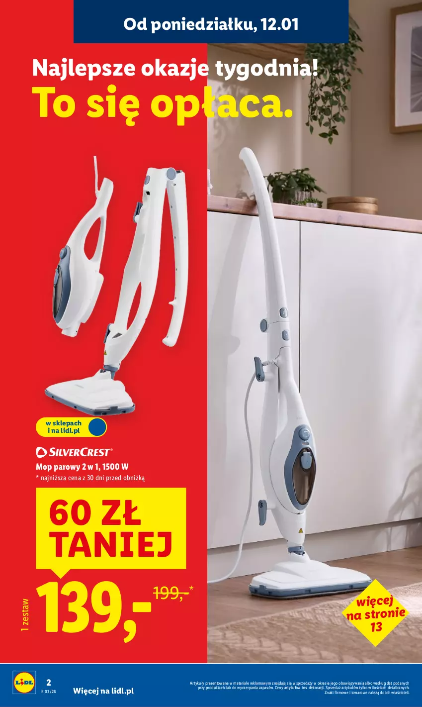Gazetka promocyjna Lidl - GAZETKA - ważna 12.01 do 17.01.2026 - strona 2 - produkty: Mop, Mop parowy