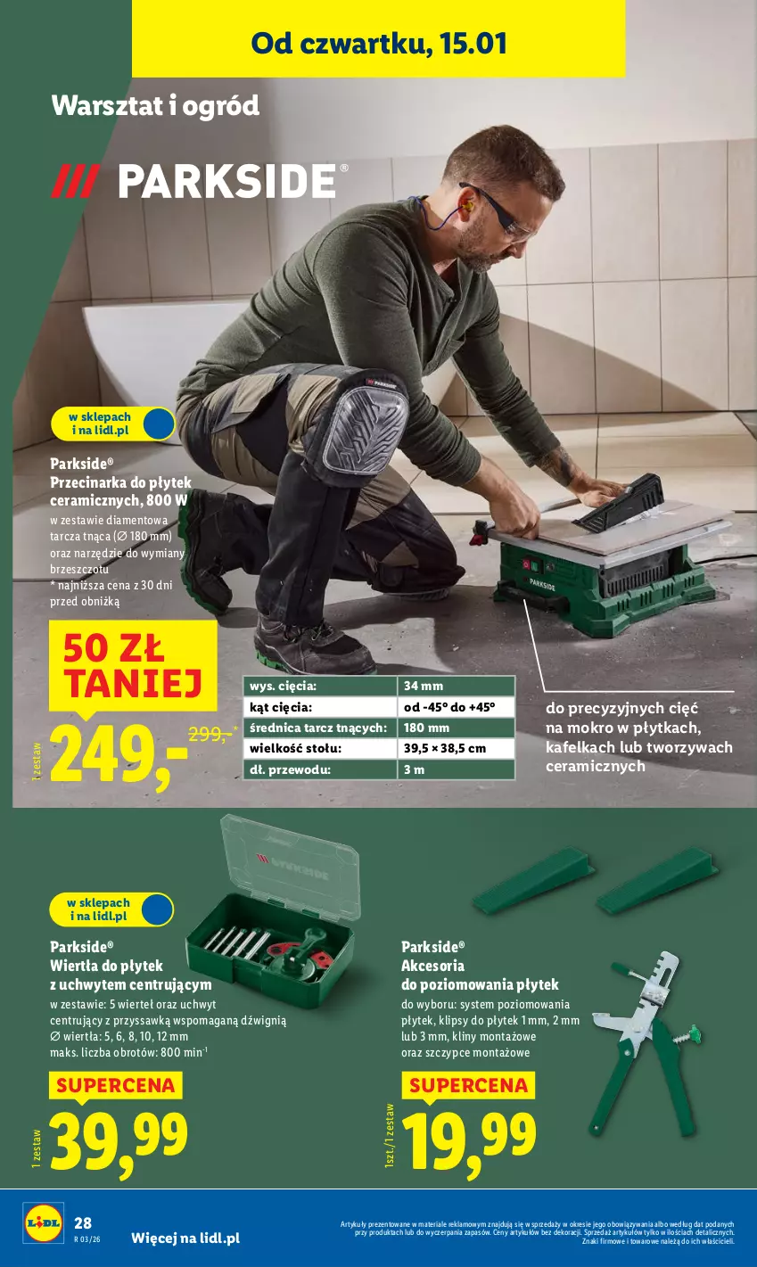 Gazetka promocyjna Lidl - GAZETKA - ważna 12.01 do 17.01.2026 - strona 30 - produkty: Dźwig, Ogród, Parkside, Płytka, Przecinarka, Szczypce, Tarcza tnąca