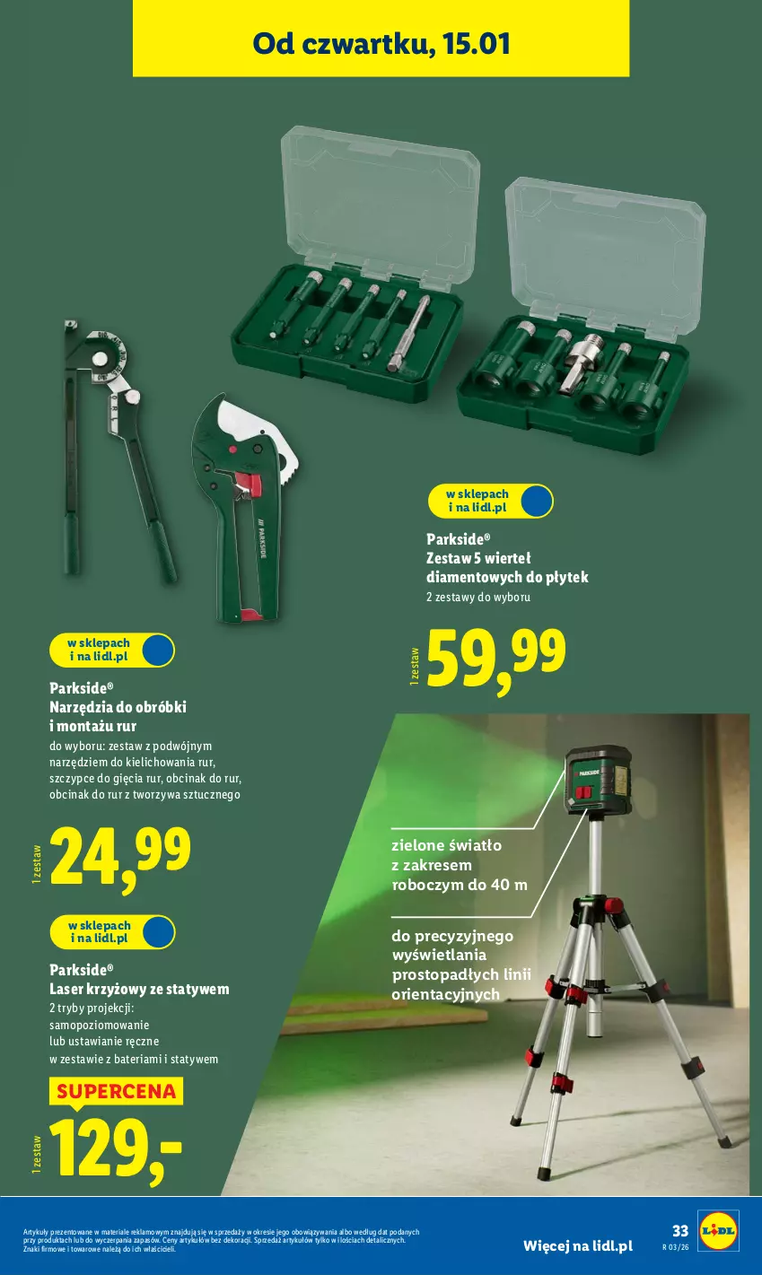 Gazetka promocyjna Lidl - GAZETKA - ważna 12.01 do 17.01.2026 - strona 35 - produkty: Bateria, Laser krzyżowy, Mop, Parkside, Ser, Szczypce, Top