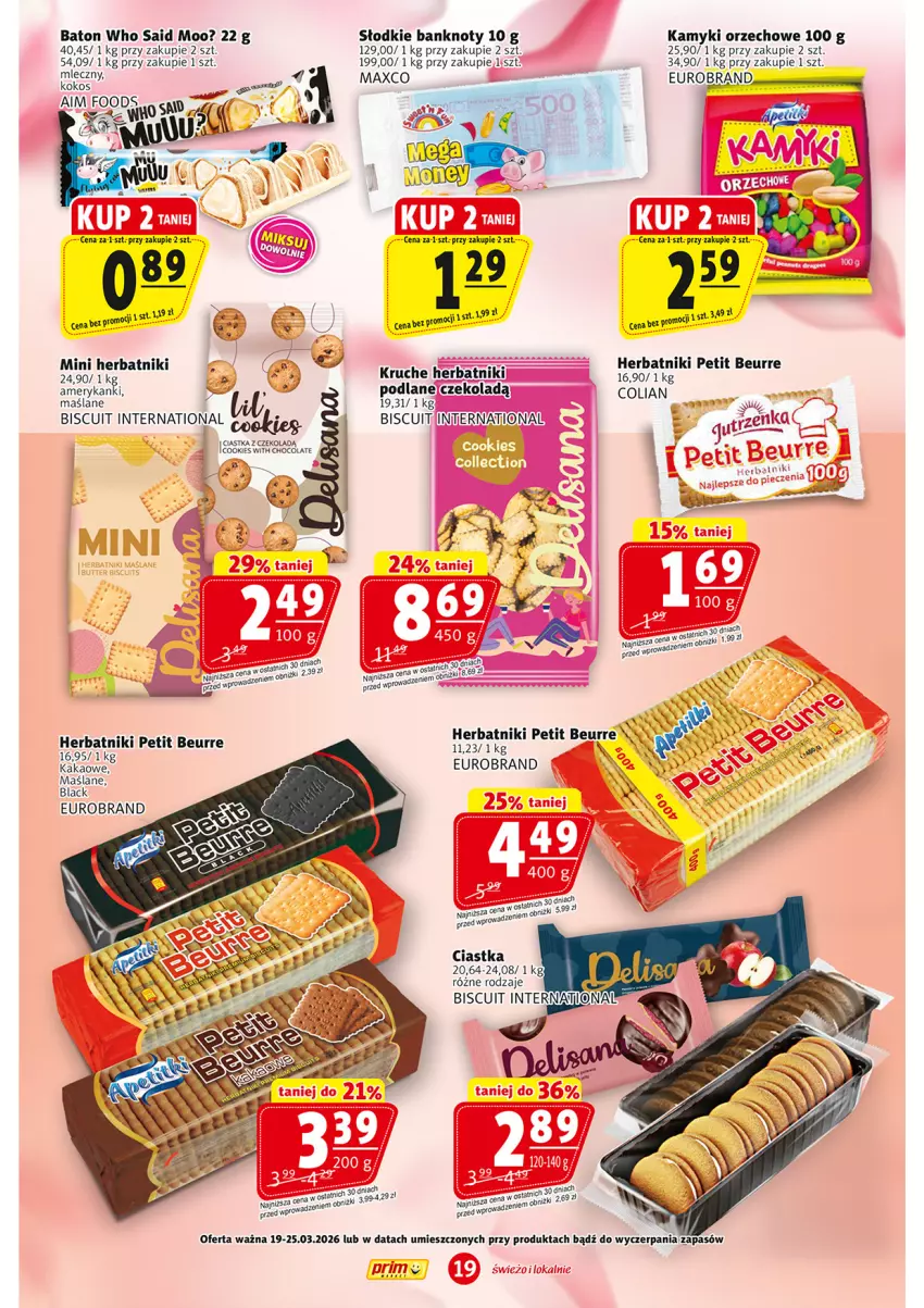 Gazetka promocyjna Prim Market - ważna 19.03 do 25.03.2026 - strona 19 - produkty: Baton, Ciastka, Herbatniki, Herbatniki Petit Beurre, Kakao, Kokos, Lack