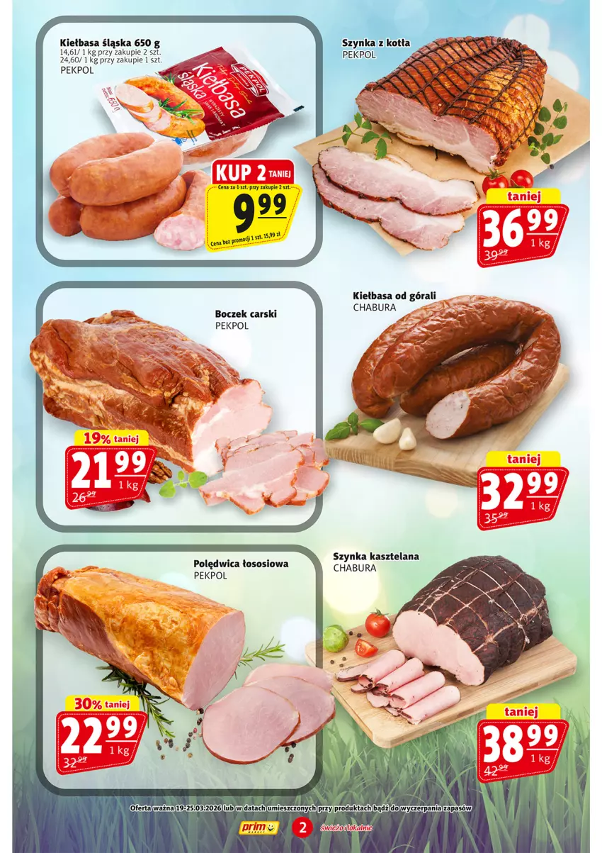 Gazetka promocyjna Prim Market - ważna 19.03 do 25.03.2026 - strona 2 - produkty: Boczek, Cars, Kiełbasa, Kiełbasa śląska, LANA, Pekpol, Polędwica, Sos, Szynka