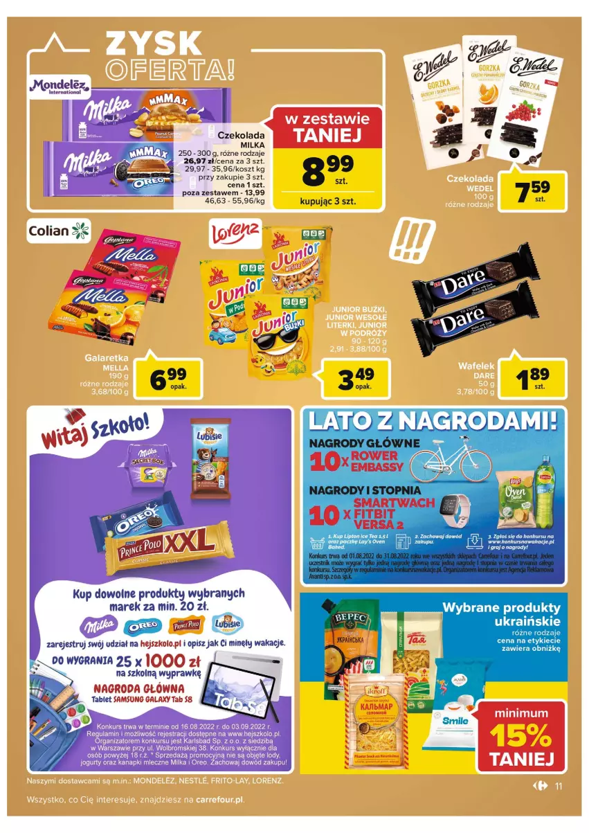 Gazetka promocyjna Carrefour - Gazetka Carrefour - ważna 16.08 do 28.08.2022 - strona 11 - produkty: Gala, Gra, Ice tea, Jogurt, Kosz, Lipton, Lody, Milka, Oreo, Samsung, Tablet