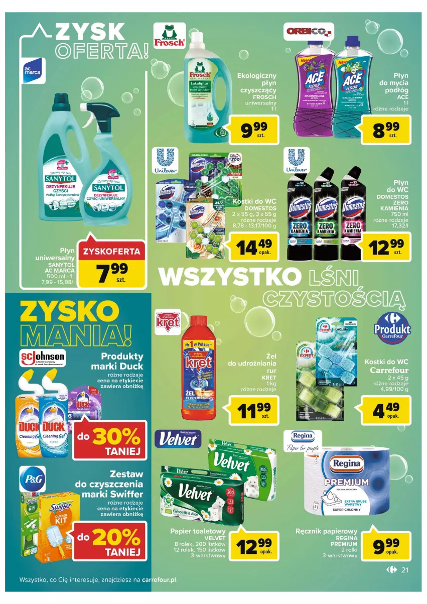 Gazetka promocyjna Carrefour - Gazetka Carrefour - ważna 16.08 do 28.08.2022 - strona 21 - produkty: Domestos, Frosch, Gin, LG, Płyn do wc, Rolki, Sanytol, Velvet