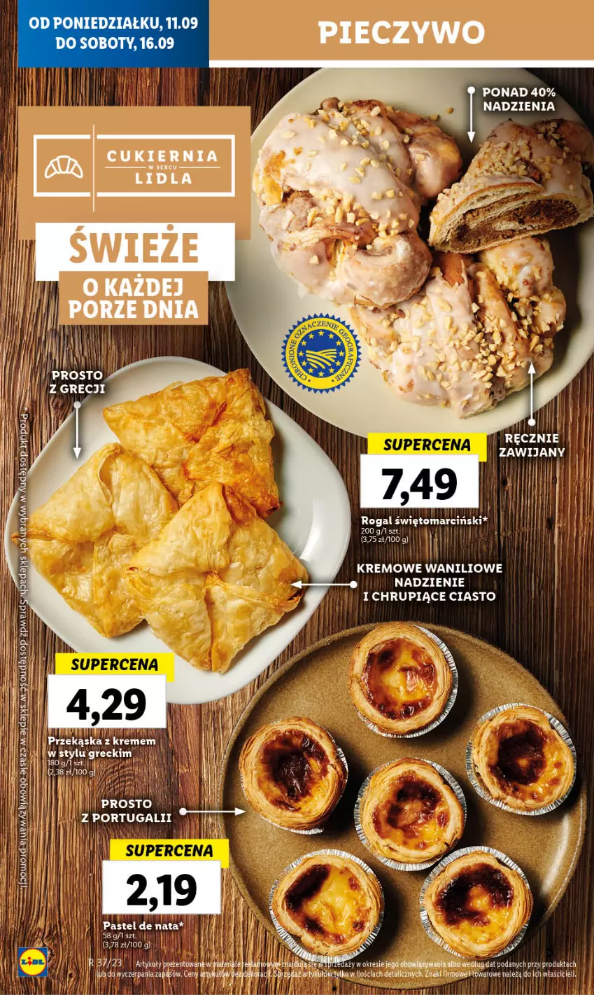 Gazetka promocyjna Lidl - GAZETKA - ważna 11.09 do 13.09.2023 - strona 24 - produkty: Cukier, Piec, Pieczywo, Por, Rogal, Ser