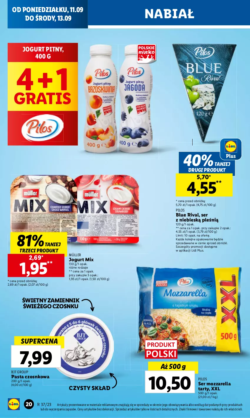 Gazetka promocyjna Lidl - GAZETKA - ważna 11.09 do 13.09.2023 - strona 30 - produkty: Gra, Jogurt, Jogurt pitny, Mozzarella, Müller, Olej, Ser