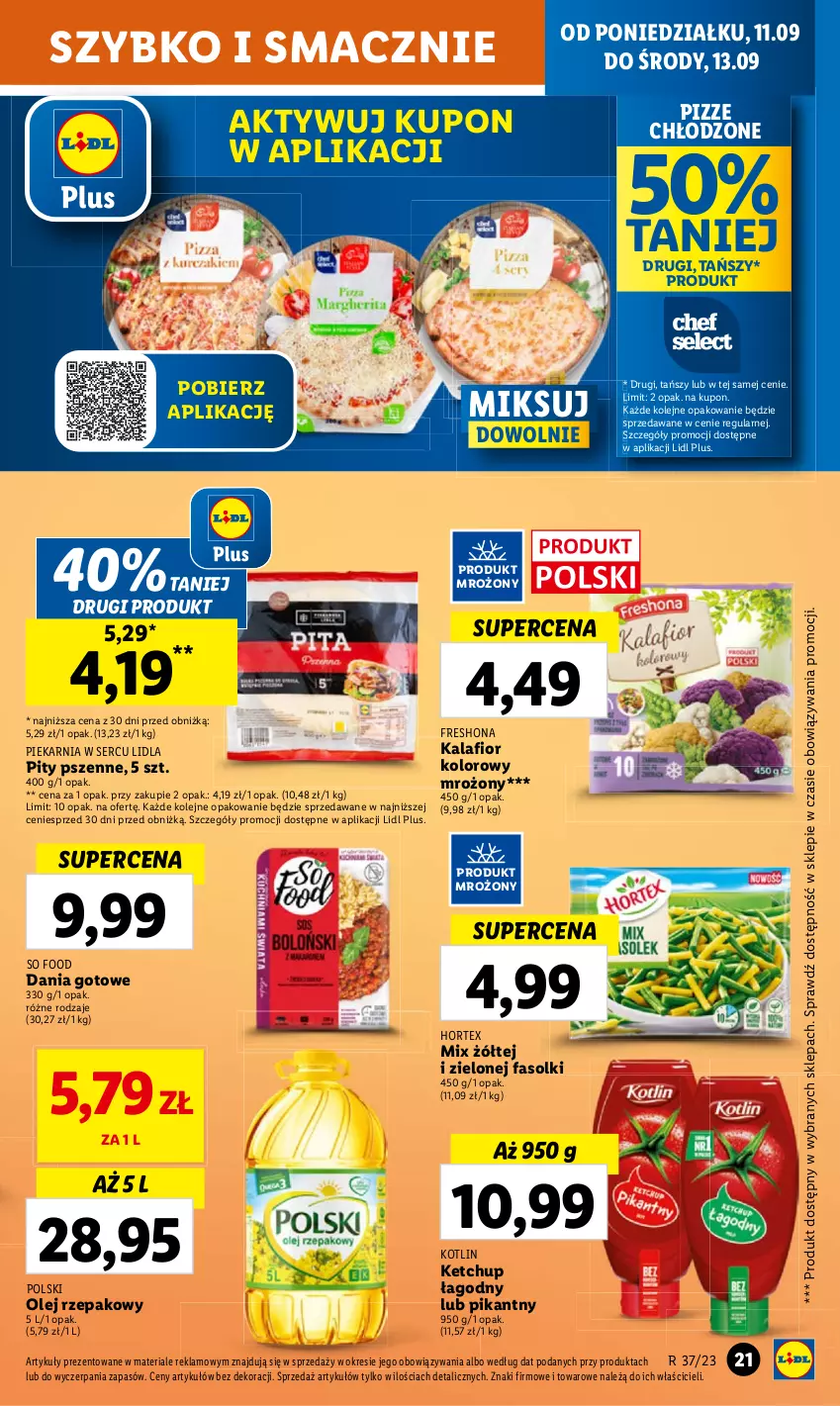 Gazetka promocyjna Lidl - GAZETKA - ważna 11.09 do 13.09.2023 - strona 31 - produkty: Dania gotowe, Fa, Hortex, Kalafior, Ketchup, Kotlin, Olej, Olej rzepakowy, So Food