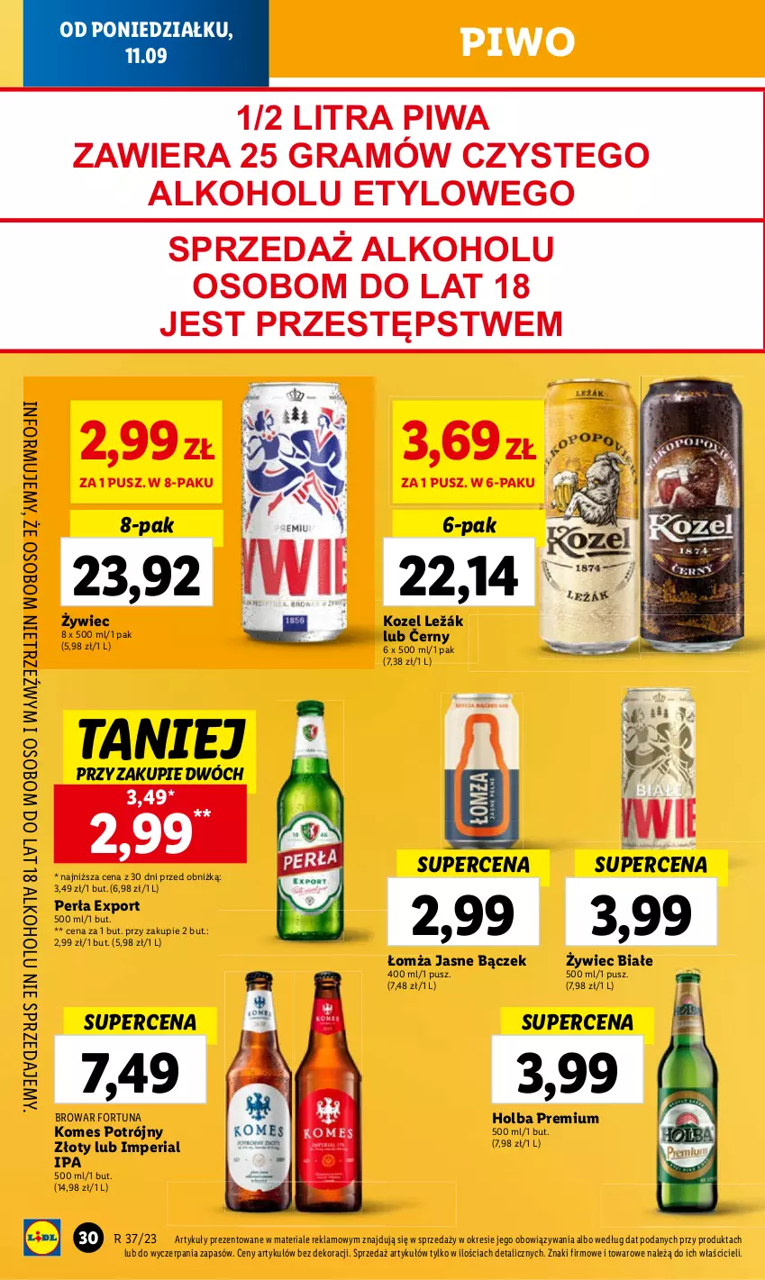 Gazetka promocyjna Lidl - GAZETKA - ważna 11.09 do 13.09.2023 - strona 42 - produkty: Fortuna, Gra, Kozel, Perła, Piwa, Piwo, Por