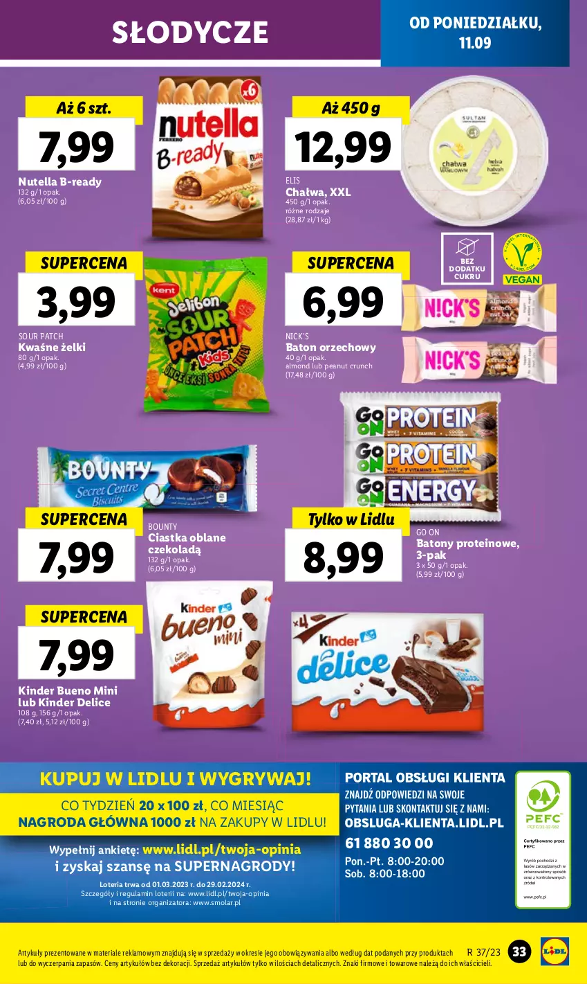 Gazetka promocyjna Lidl - GAZETKA - ważna 11.09 do 13.09.2023 - strona 45 - produkty: Baton, Bounty, Chałwa, Ciastka, Gry, Kinder, Kinder Bueno, Mola, Nutella