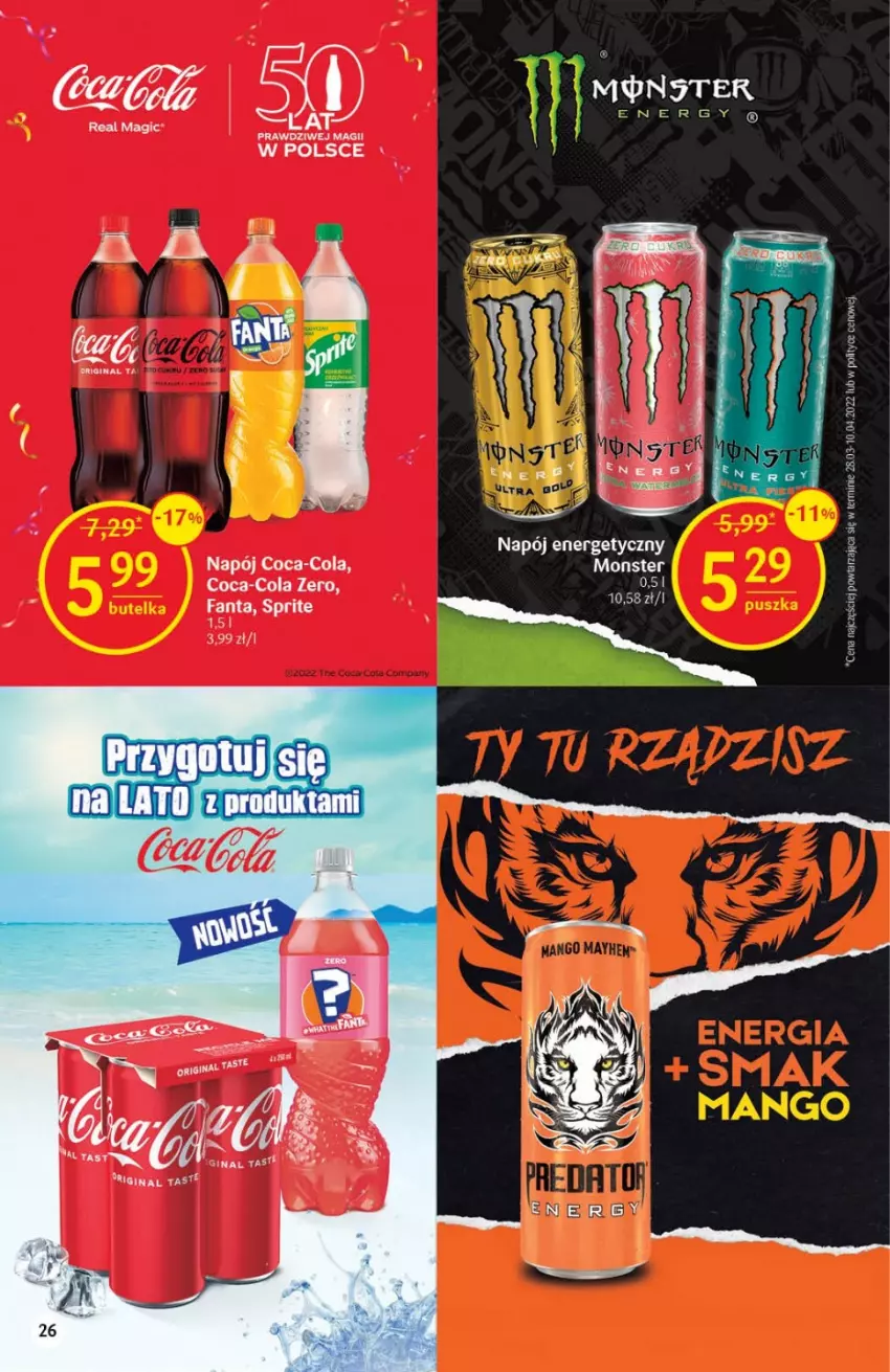 Gazetka promocyjna Delikatesy Centrum - Gazetka DC23 - ważna 15.06 do 22.06.2022 - strona 26 - produkty: Coca-Cola, Fa, Fanta, Gin, Napój, Napój energetyczny, Sprite