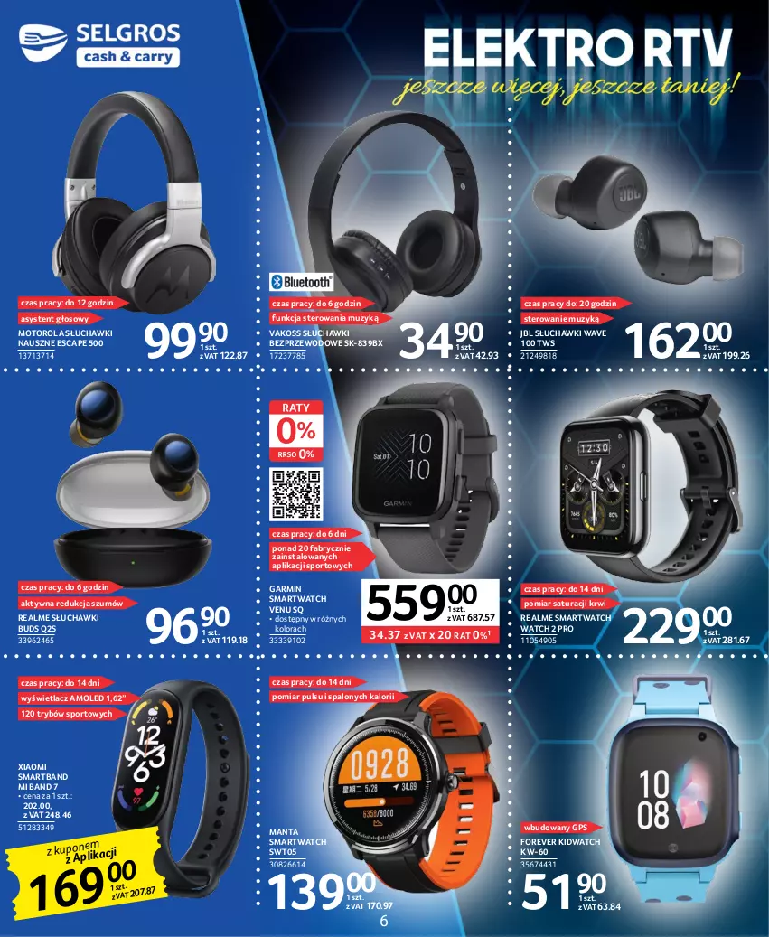 Gazetka promocyjna Selgros - Katalog Elektro - ważna 02.03 do 15.03.2023 - strona 6 - produkty: Amol, Fa, JBL, Manta, Motorola, Por, Słuchawki, Słuchawki bezprzewodowe, Smartband, Smartwatch, Sport