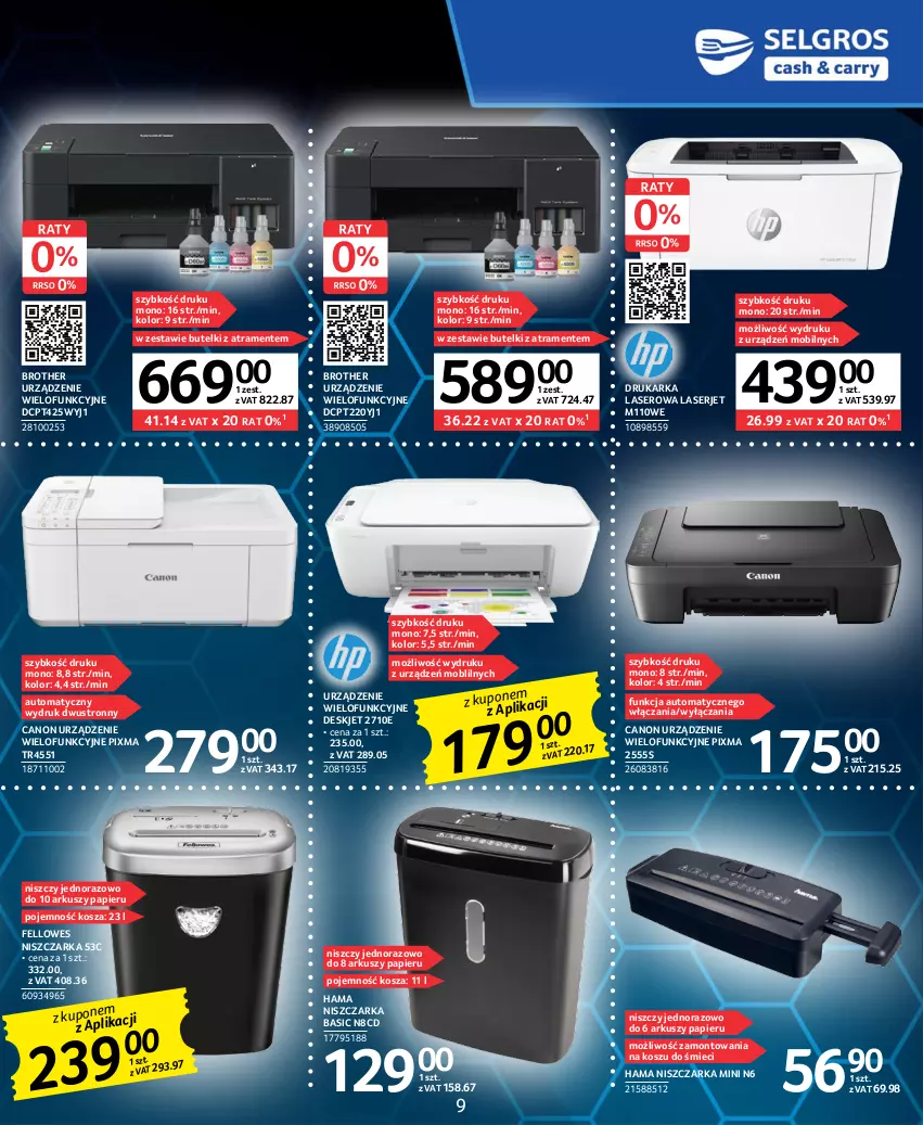 Gazetka promocyjna Selgros - Katalog Elektro - ważna 02.03 do 15.03.2023 - strona 9 - produkty: Brother, Canon, Drukarka, Hama, Kosz, Mobil, Niszczarka, Papier, Ser, Urządzenie wielofunkcyjne