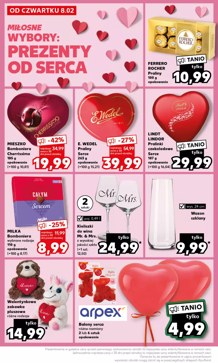 Gazetka promocyjna Kaufland - Mocny Start - ważna 12.02 do 14.02.2024 - strona 10 - produkty: Balony, Bomboniera, E. Wedel, Ferrero, Lindor, Lindt, Milka, Praliny, Ser, Sok, Wazon, Zabawka