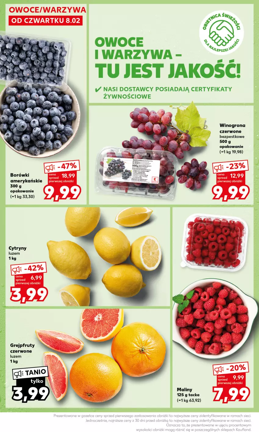 Gazetka promocyjna Kaufland - Mocny Start - ważna 12.02 do 14.02.2024 - strona 14 - produkty: Grejpfrut, Maliny, Owoce, Warzywa, Wino, Winogrona