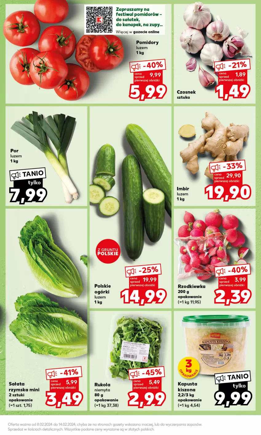 Gazetka promocyjna Kaufland - Mocny Start - ważna 12.02 do 14.02.2024 - strona 15 - produkty: Czosnek, Pomidory, Por, Rukola, Rzodkiewka, Sałat