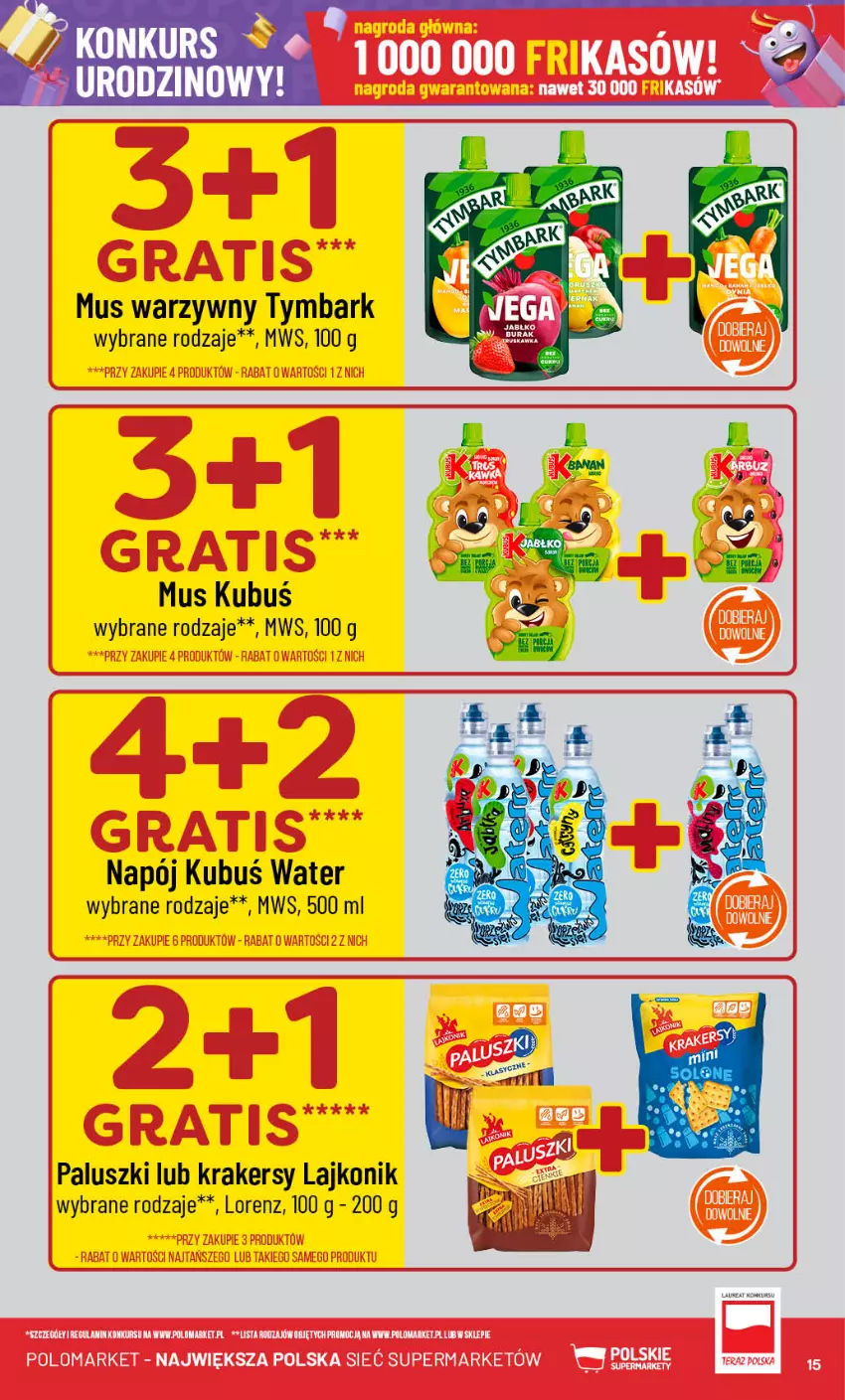 Gazetka promocyjna PoloMarket - Gazetka pomocyjna - ważna 09.10 do 15.10.2024 - strona 15 - produkty: Fa, Krakersy, Kubuś, Lajkonik, Lorenz, Mus, Napój, Tymbark