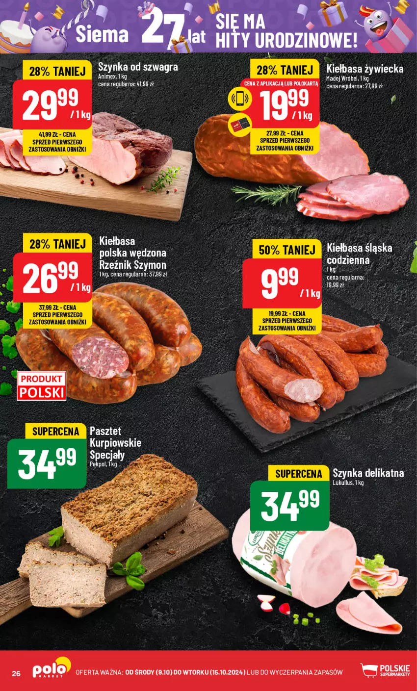 Gazetka promocyjna PoloMarket - Gazetka pomocyjna - ważna 09.10 do 15.10.2024 - strona 26 - produkty: Gra, Kiełbasa, Madej Wróbel, Pasztet, Szynka