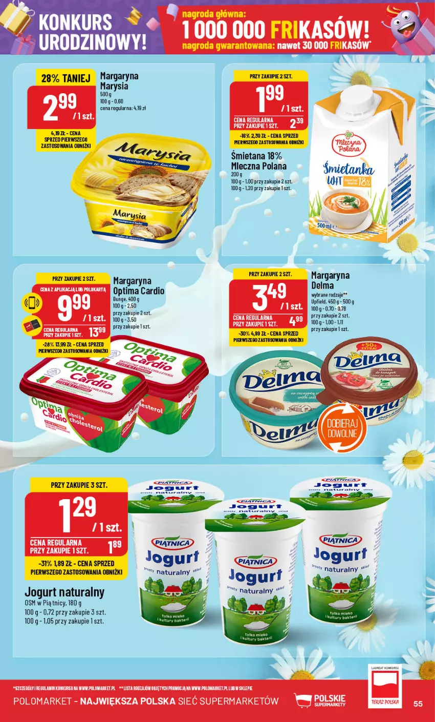 Gazetka promocyjna PoloMarket - Gazetka pomocyjna - ważna 09.10 do 15.10.2024 - strona 55 - produkty: Delma, Jogurt, Jogurt naturalny, LANA, Margaryna, Optima, Optima Cardio