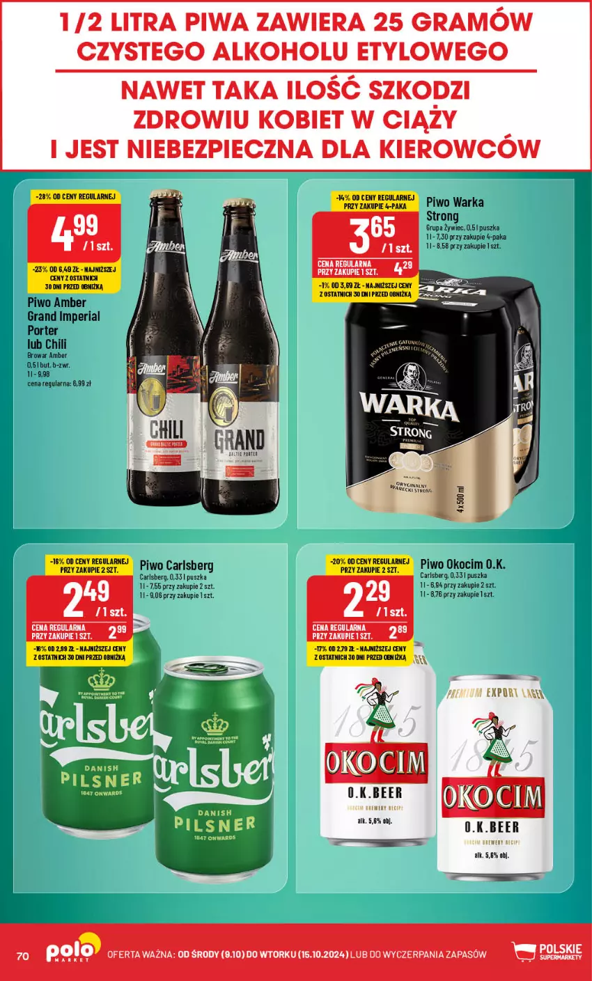 Gazetka promocyjna PoloMarket - Gazetka pomocyjna - ważna 09.10 do 15.10.2024 - strona 70 - produkty: Carlsberg, Gra, Koc, Okocim, Piec, Piwa, Piwo, Por, Warka