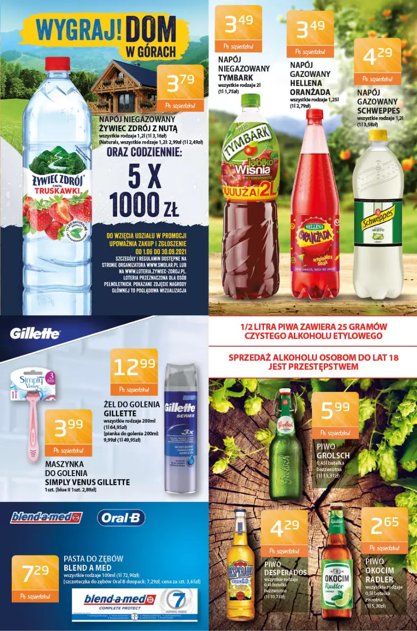 Gazetka promocyjna ABC - Gazetka - ważna 03.06 do 17.06.2021 - strona 7 - produkty: Gillette, Hellena, Koc, Maszynka, Mola, Napój, Napój niegazowany, Okocim, Oral B, Oranżada, Pasta do zębów, Pianka do golenia, Schweppes, Szczoteczka, Szczoteczka do zębów, Szynka, Venus