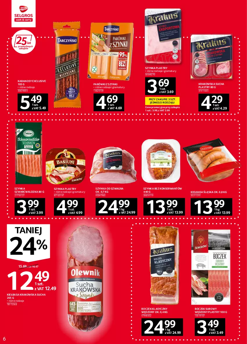 Gazetka promocyjna Selgros - Oferta spożywcza - ważna 03.02 do 16.02.2022 - strona 6 - produkty: Boczek, Gra, Kabanos, Kiełbasa, Kiełbasa krakowska, Kiełbasa śląska, Parówki, Parówki z szynki, Rama, Ser, Szynka