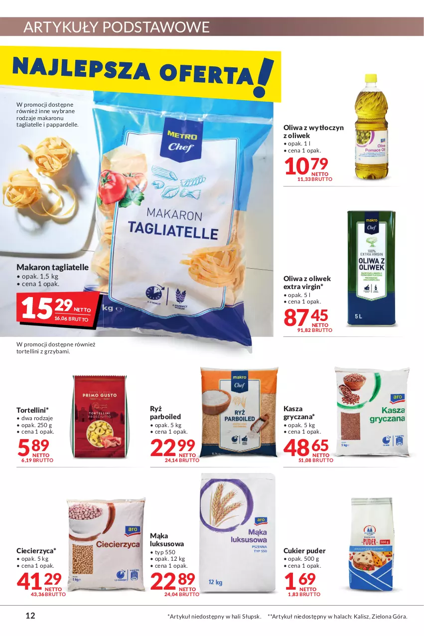 Gazetka promocyjna Makro - [Oferta promocyjna] Artykuły spożywcze i przemysłowe - ważna 24.01 do 07.02.2022 - strona 12 - produkty: Cukier, Cukier puder, Dell, Gin, Gry, Kasza, Kasza gryczana, Mąka, Mąka luksusowa, Makaron, Oliwa z oliwek, Puder, Ryż, Ryż parboiled, Tagliatelle