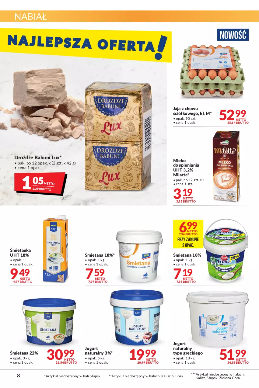 Gazetka promocyjna Makro - [Oferta promocyjna] Artykuły spożywcze i przemysłowe - ważna 24.01 do 07.02.2022 - strona 8 - produkty: Babuni, Drożdże, Jaja, Jogurt, Jogurt naturalny, Mleko