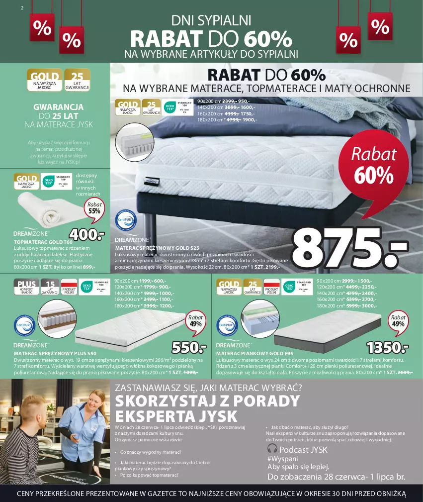 Gazetka promocyjna Jysk - Oferta tygodnia - ważna 21.06 do 25.07.2023 - strona 3 - produkty: Fa, Kokos, Materac, Materac piankowy, Materac sprężynowy, Por, Sok, Tera, Top, Zdrowie