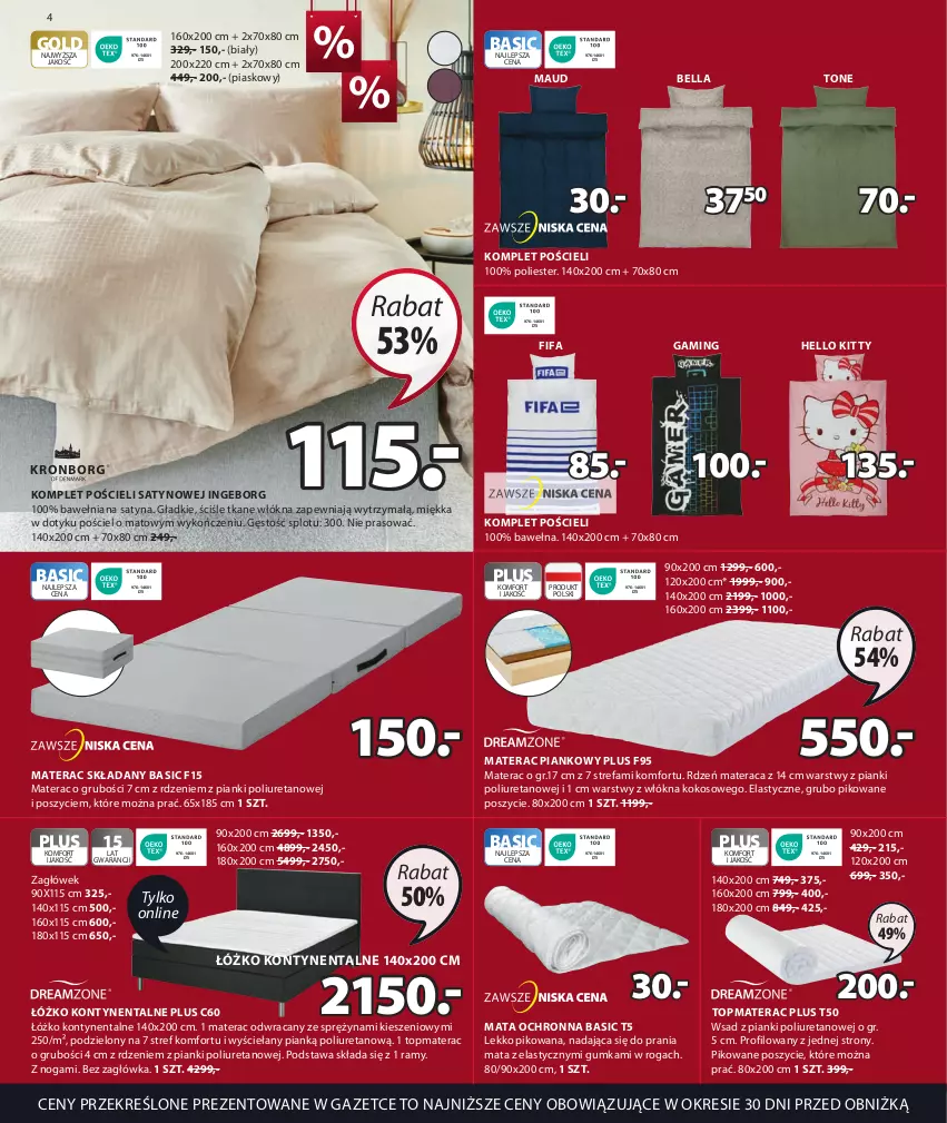 Gazetka promocyjna Jysk - Oferta tygodnia - ważna 21.06 do 25.07.2023 - strona 5 - produkty: Bell, Bella, Fa, Kokos, Komplet pościeli, Mata ochronna, Materac, Materac piankowy, Materac składany, Pościel, Tera, Top, Wełna, Zagłówek