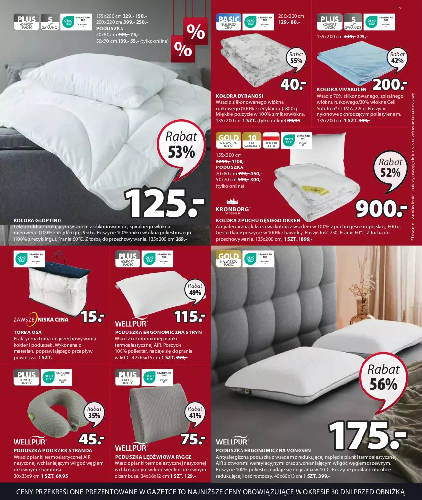 Gazetka promocyjna Jysk - Oferta tygodnia - ważna 21.06 do 25.07.2023 - strona 6 - produkty: Kołdra, Kołdra z puchu, LG, Poduszka, Poduszka pod kark, Torba, Tran