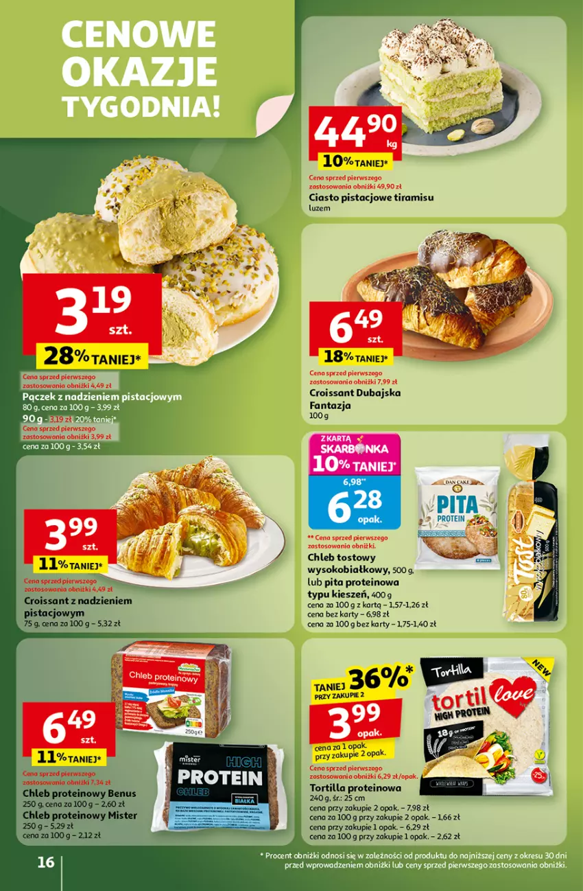 Gazetka promocyjna Auchan - Gazetka Wielkie przeboje cenowe Hipermarket Auchan - ważna 16.10 do 22.10.2025 - strona 16 - produkty: Chleb, Chleb proteinowy, Chleb tostowy, Croissant, Fa, Fanta, Sok, Tortilla