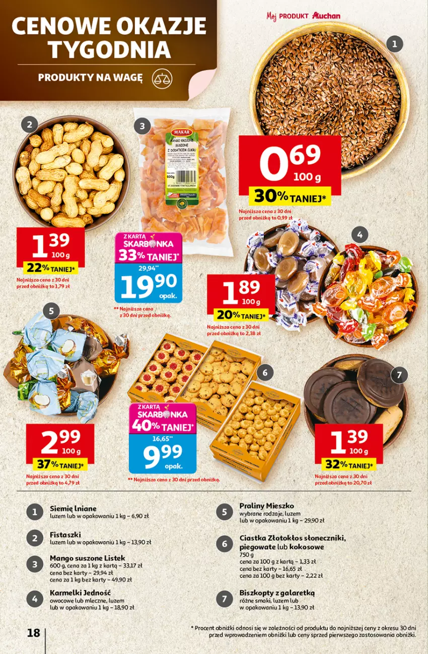 Gazetka promocyjna Auchan - Gazetka Wielkie przeboje cenowe Hipermarket Auchan - ważna 16.10 do 22.10.2025 - strona 18 - produkty: Biszkopty, Ciastka, Gala, Kokos, Mango, Mango suszone, Praliny, Stek