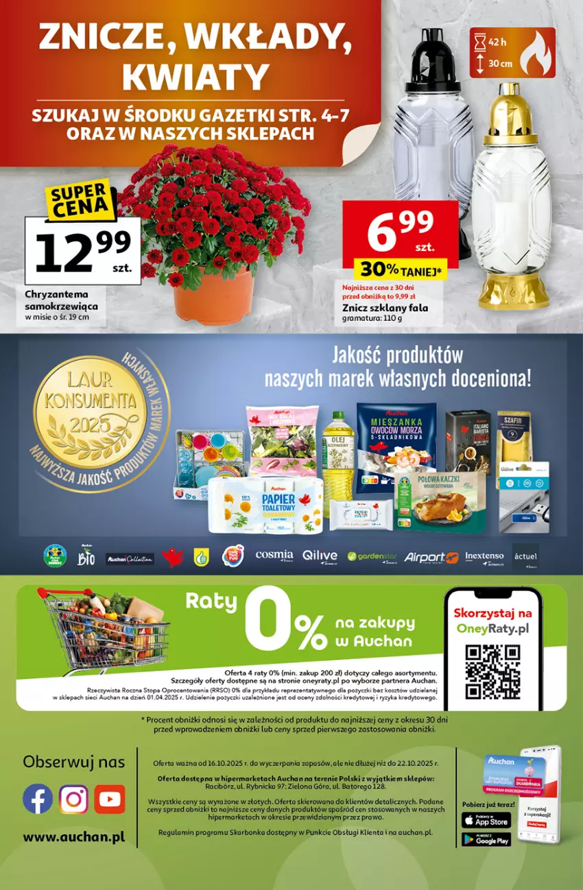 Gazetka promocyjna Auchan - Gazetka Wielkie przeboje cenowe Hipermarket Auchan - ważna 16.10 do 22.10.2025 - strona 45 - produkty: Chryzantema, Fa, Gra, Kosz, Papier, Rama, Znicz