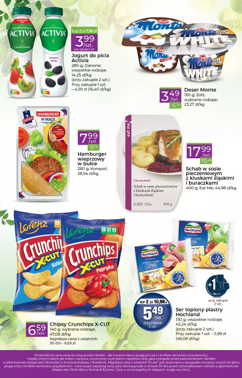 Gazetka promocyjna Stokrotka - Stokrotka Express - ważna 25.05 do 31.05.2023 - strona 2 - produkty: Activia, Burger, Chipsy, Crunchips, Danone, Deser, Fa, Hamburger, Hochland, Jogurt, Mięso, Monte, Piec, Ser, Ser topiony, Sos, Top, Zott