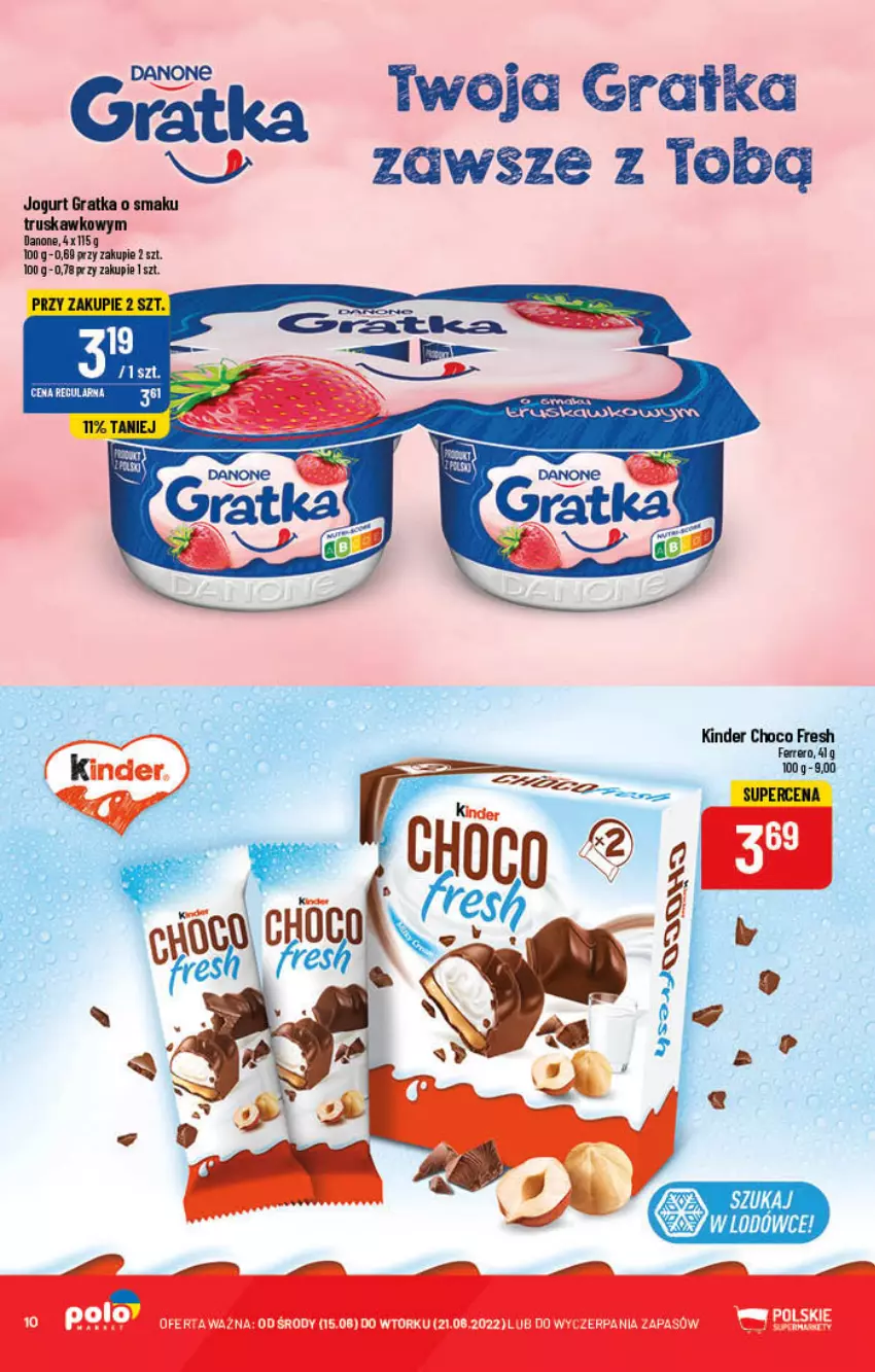 Gazetka promocyjna PoloMarket - Gazetka pomocyjna - ważna 15.06 do 21.06.2022 - strona 10 - produkty: Danone, Ferrero, Gra, Jogurt, Kinder