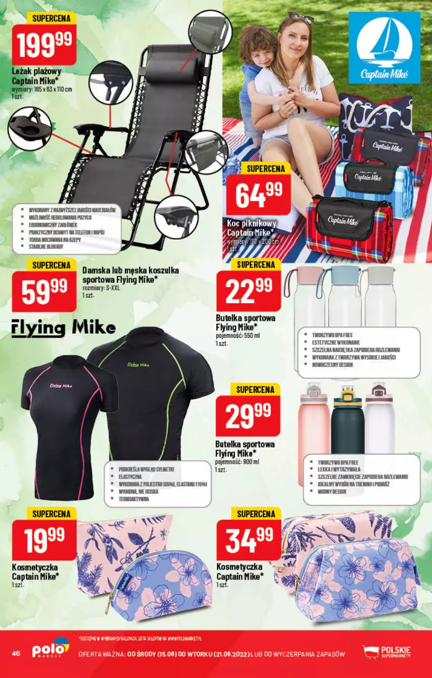 Gazetka promocyjna PoloMarket - Gazetka pomocyjna - ważna 15.06 do 21.06.2022 - strona 46 - produkty: Butelka sportowa, Kosmetyczka, Kosz, Koszulka, Koszulka sportowa, Por, Sok, Sport, Zlew