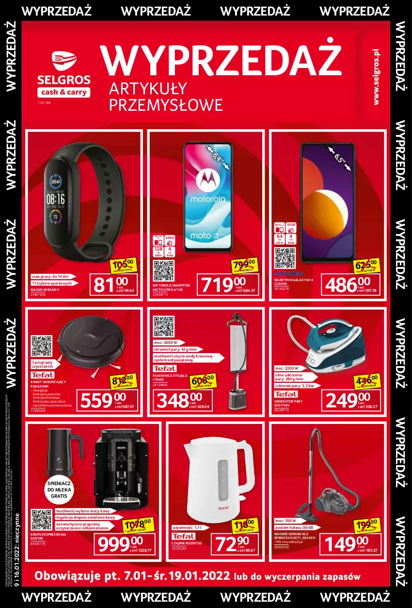 Gazetka promocyjna Selgros - Katalog Wyprzedaż - ważna 07.01 do 19.01.2022 - strona 1 - produkty: Czajnik, Fa, Gala, Generator pary, Gra, Krups, Mop, Motorola, Narożnik, Odkurzacz, Parownica, Por, Robot, Rum, Smartfon, Sport, Top, Tran