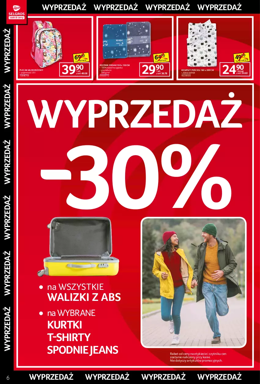 Gazetka promocyjna Selgros - Katalog Wyprzedaż - ważna 07.01 do 19.01.2022 - strona 6 - produkty: Gra, Komplet pościeli, Plecak, Pościel, Rama, Ręcznik, Spodnie, Spodnie jeans, T-shirt, Wełna