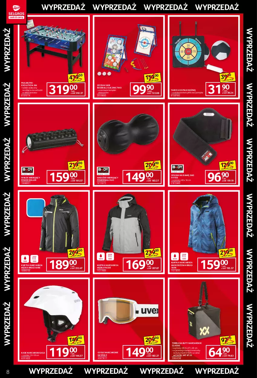 Gazetka promocyjna Selgros - Katalog Wyprzedaż - ważna 07.01 do 19.01.2022 - strona 8 - produkty: Acer, Brugi, Buty, Buty narciarskie, Kask, Kask narciarski, Kurtka, Masażer, Noż, Opaska, Piłkarzyki, Pompka, Roller, Saga, Tablet, Torba, Völkl, Wałek