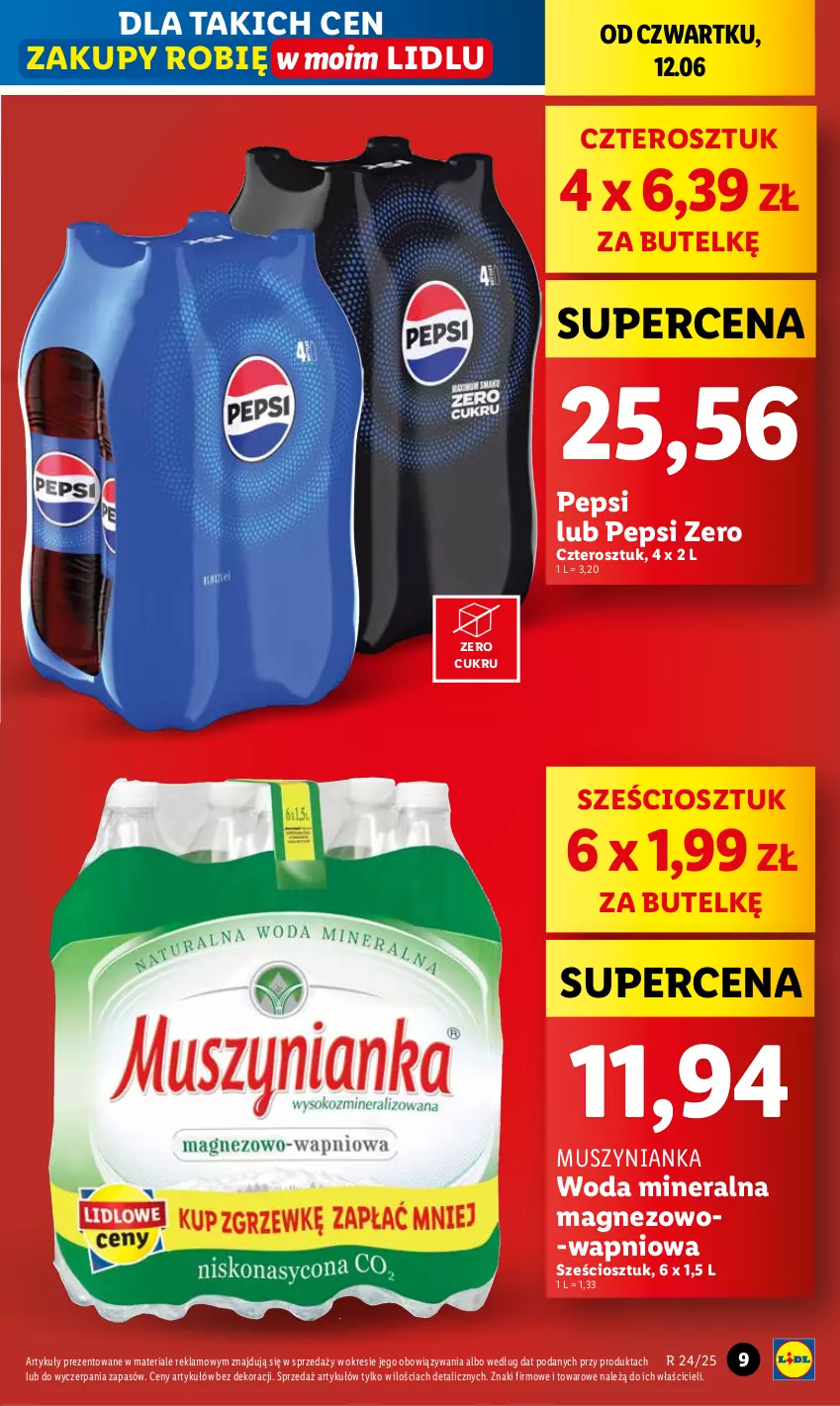 Gazetka promocyjna Lidl - GAZETKA - ważna 12.06 do 14.06.2025 - strona 9 - produkty: Magnez, Mus, Muszynianka, Pepsi, Woda, Woda mineralna