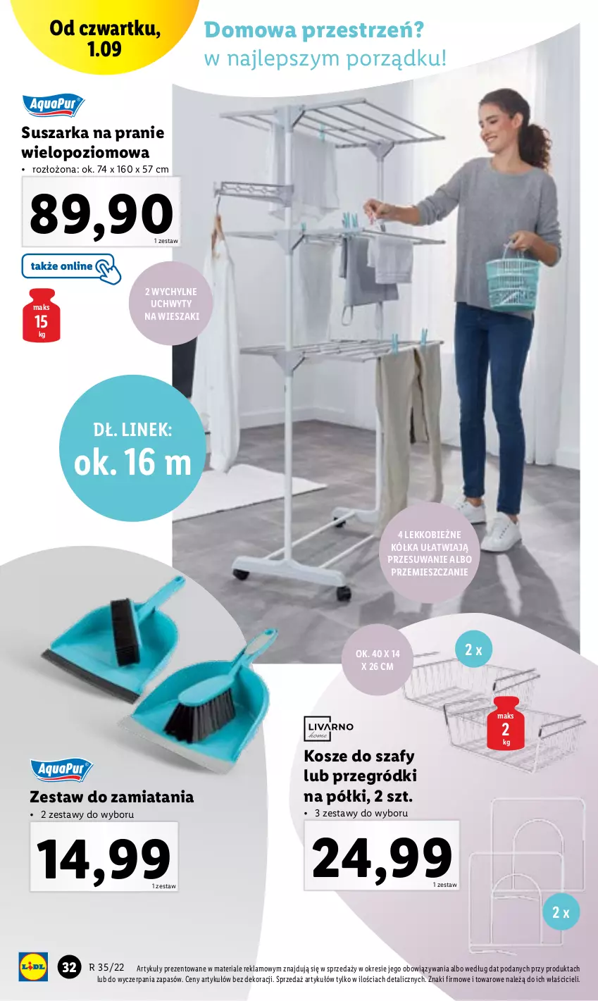 Gazetka promocyjna Lidl - GAZETKA - ważna 29.08 do 03.09.2022 - strona 34 - produkty: Kosz, Por, Suszarka, Suszarka na pranie, Uchwyty, Wieszak