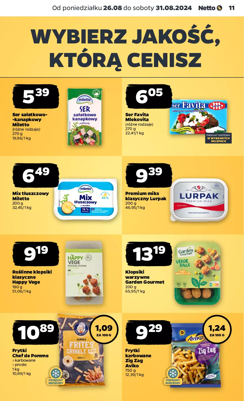 Gazetka promocyjna Netto - Artykuły spożywcze - ważna 26.08 do 31.08.2024 - strona 11 - produkty: Fa, Favita, Frytki, Klopsiki, Lurpak, Mleko, Mlekovita, Sałat, Ser, Ser sałatkowo-kanapkowy