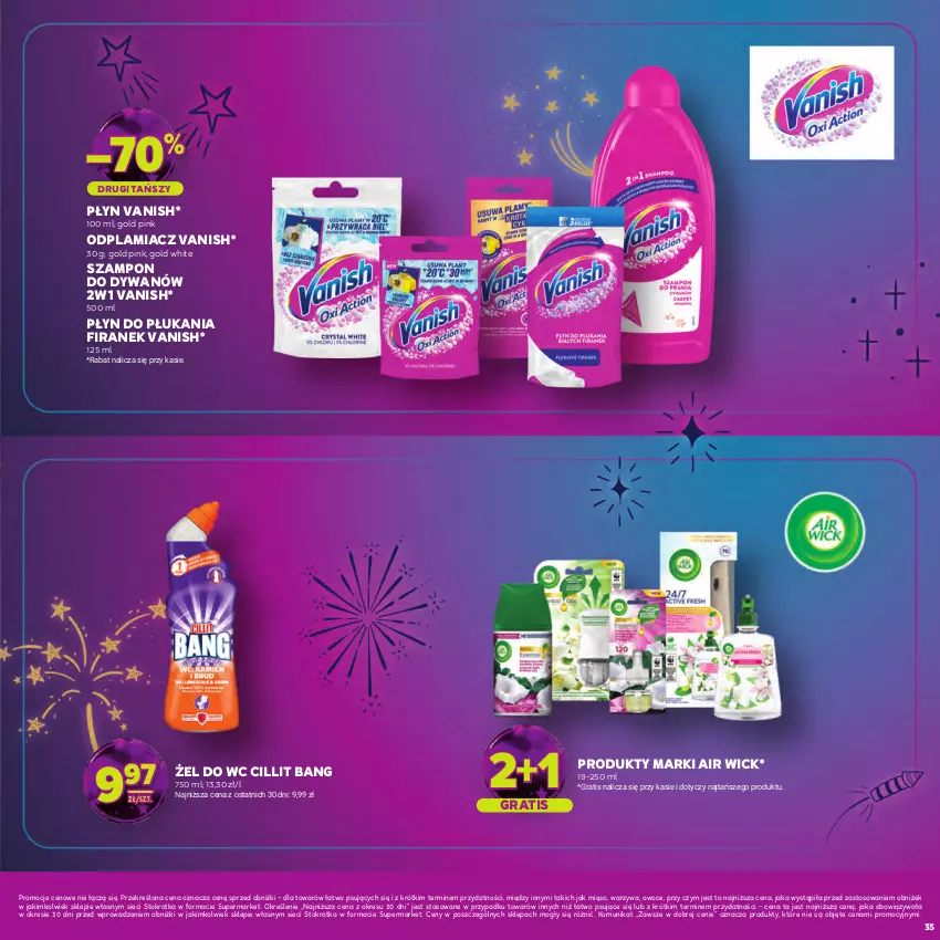 Gazetka promocyjna Stokrotka - Katalog Sylwester! - ważna 30.12.2025 do 14.01.2026 - strona 35 - produkty: Air Wick, Cillit Bang, Dywan, Gra, Mięso, Odplamiacz, Owoce, Płyn do płukania, Szampon, Vanish, Warzywa