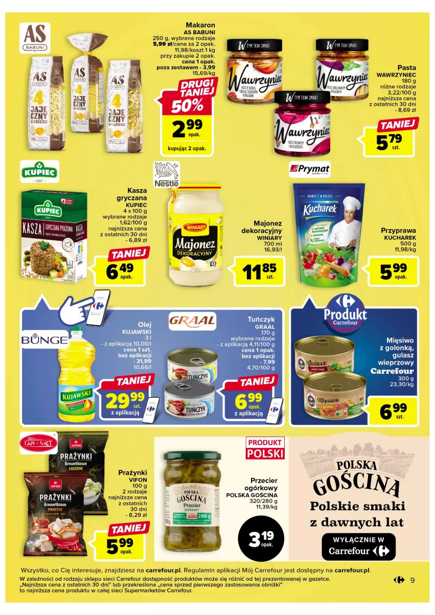 Gazetka promocyjna Carrefour - Gazetka Market - ważna 07.02 do 18.02.2023 - strona 11 - produkty: Babuni, Gra, Graal, Gry, Kasza, Kasza gryczana, Kawa, Kosz, Kucharek, Kujawski, Kupiec, LG, Majonez, Makaron, Olej, Piec, Półka, Prymat, Saga, Tuńczyk, Winiary