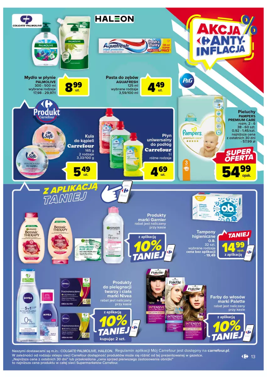 Gazetka promocyjna Carrefour - Gazetka Market - ważna 07.02 do 18.02.2023 - strona 15 - produkty: Aquafresh, Garnier, Kula do kąpieli, Mars, Mus, Mydło, Mydło w płynie, Palmolive, Pampers, Pasta do zębów, Pieluchy, Płyn micelarny, Puma